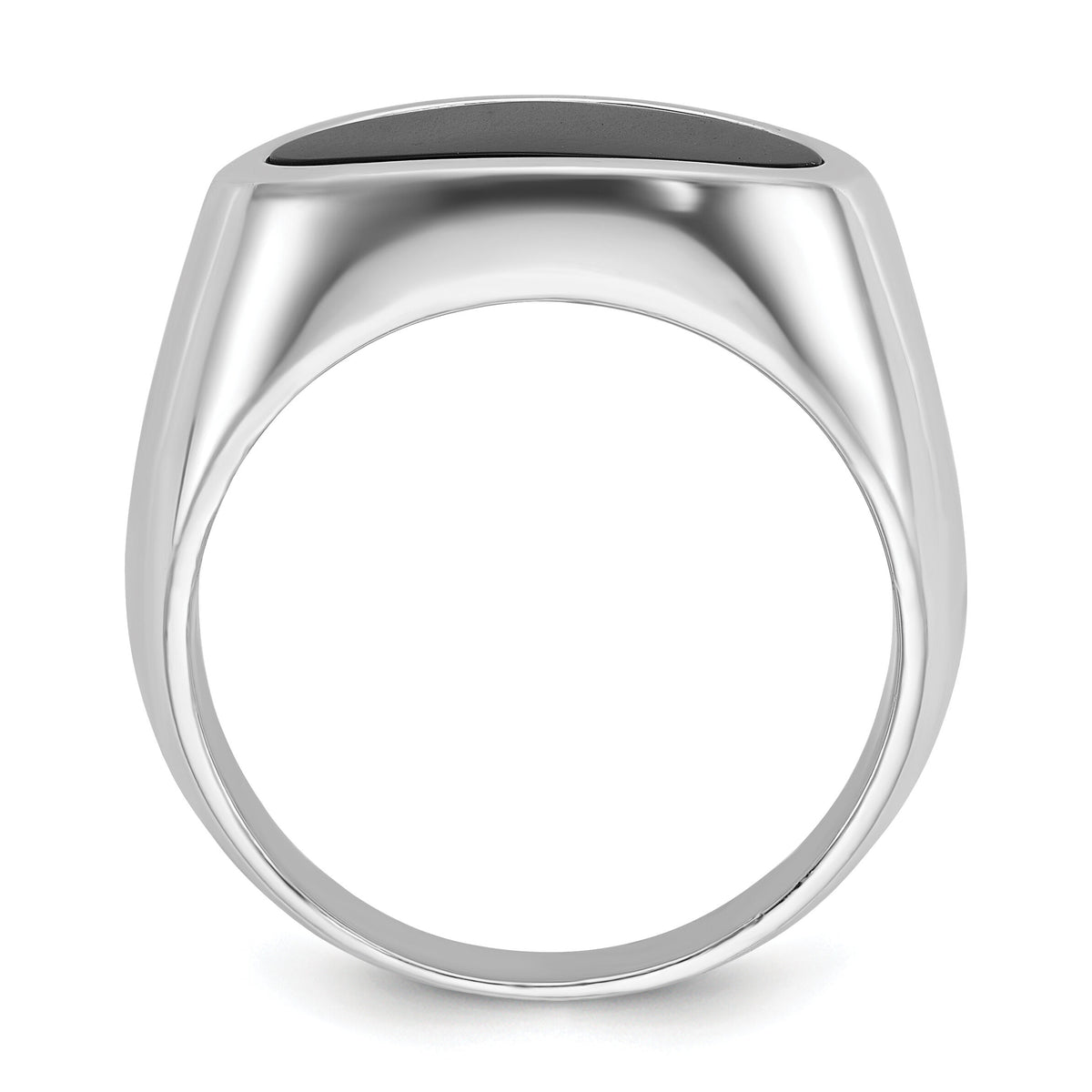 14k White Gold IBGoodman Men's East-West Oval Onyx Complete Ring-B84109