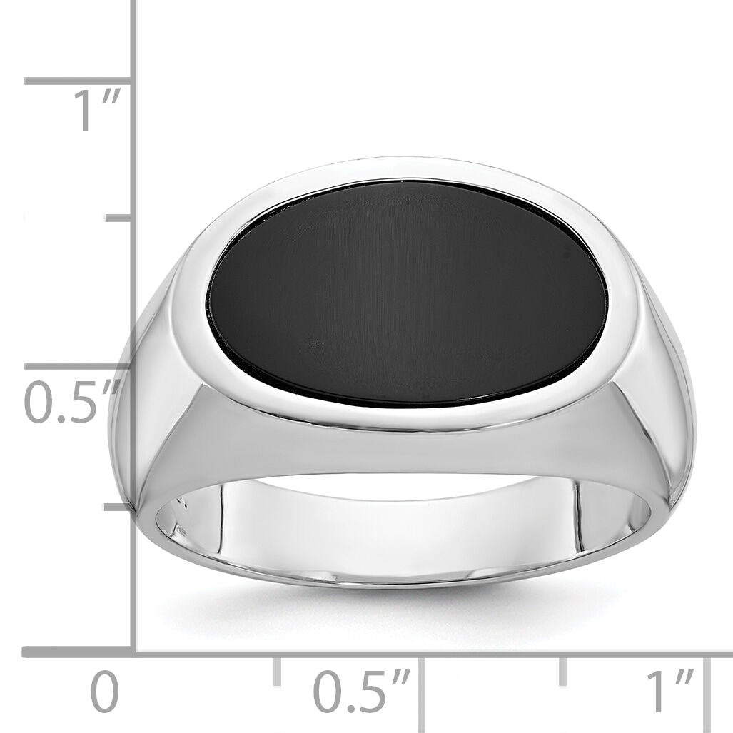 14k White Gold IBGoodman Men's East-West Oval Onyx Complete Ring-B84109