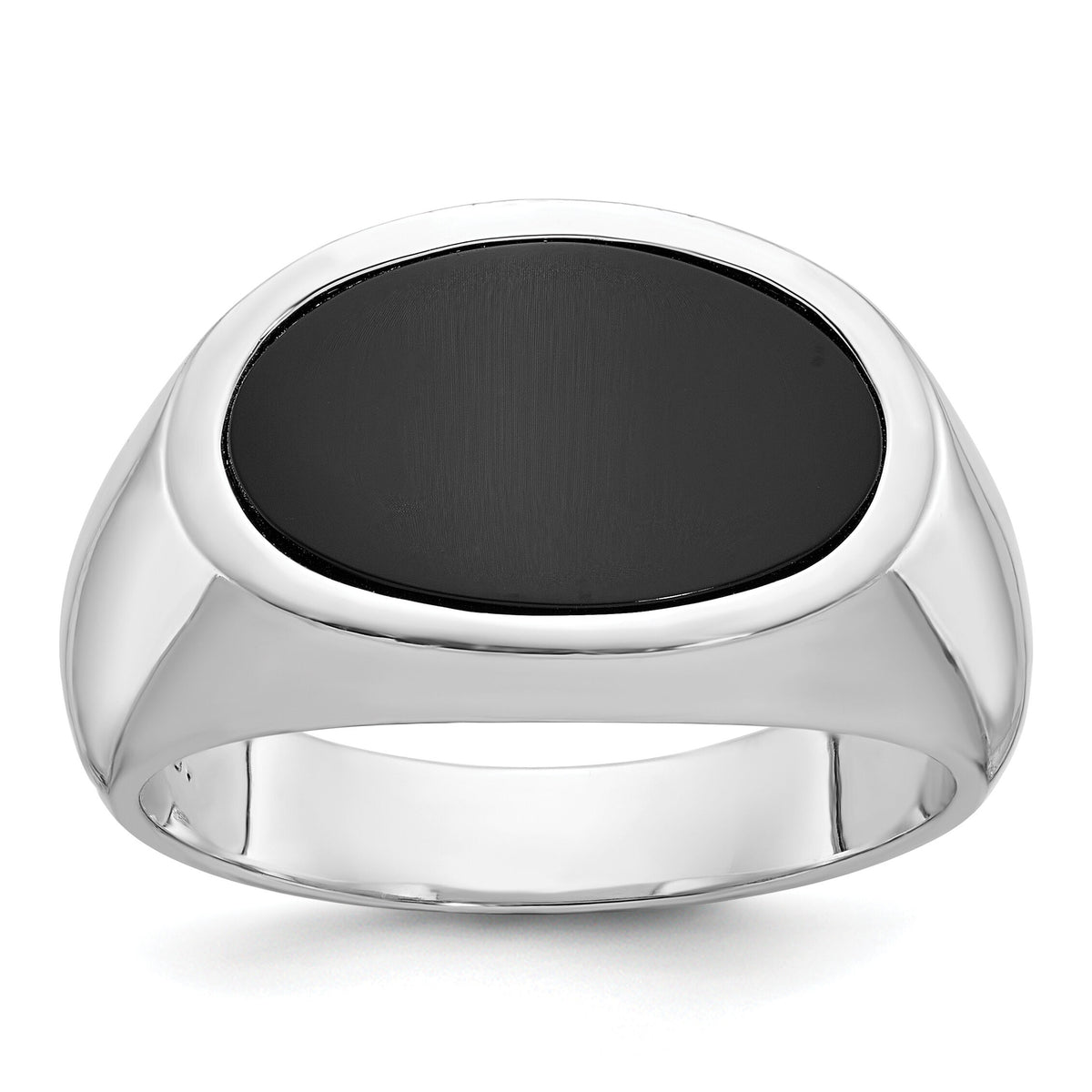 14k White Gold IBGoodman Men's East-West Oval Onyx Complete Ring-B84109