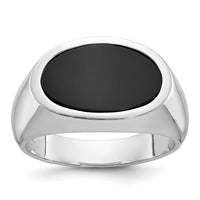 14k White Gold IBGoodman Men's East-West Oval Onyx Complete Ring-B84109