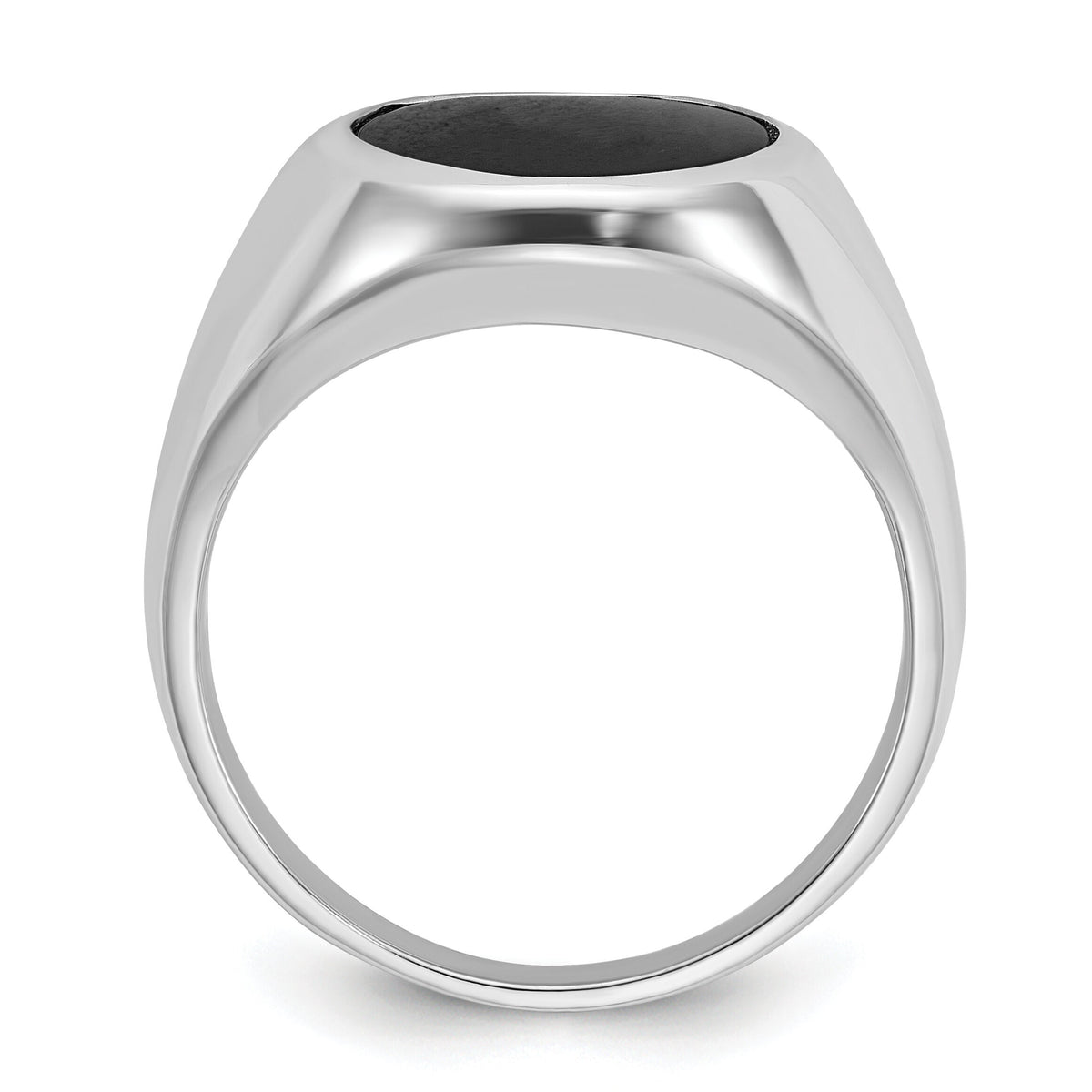14k White Gold IBGoodman Men's Oval Onyx Complete Ring-B84124