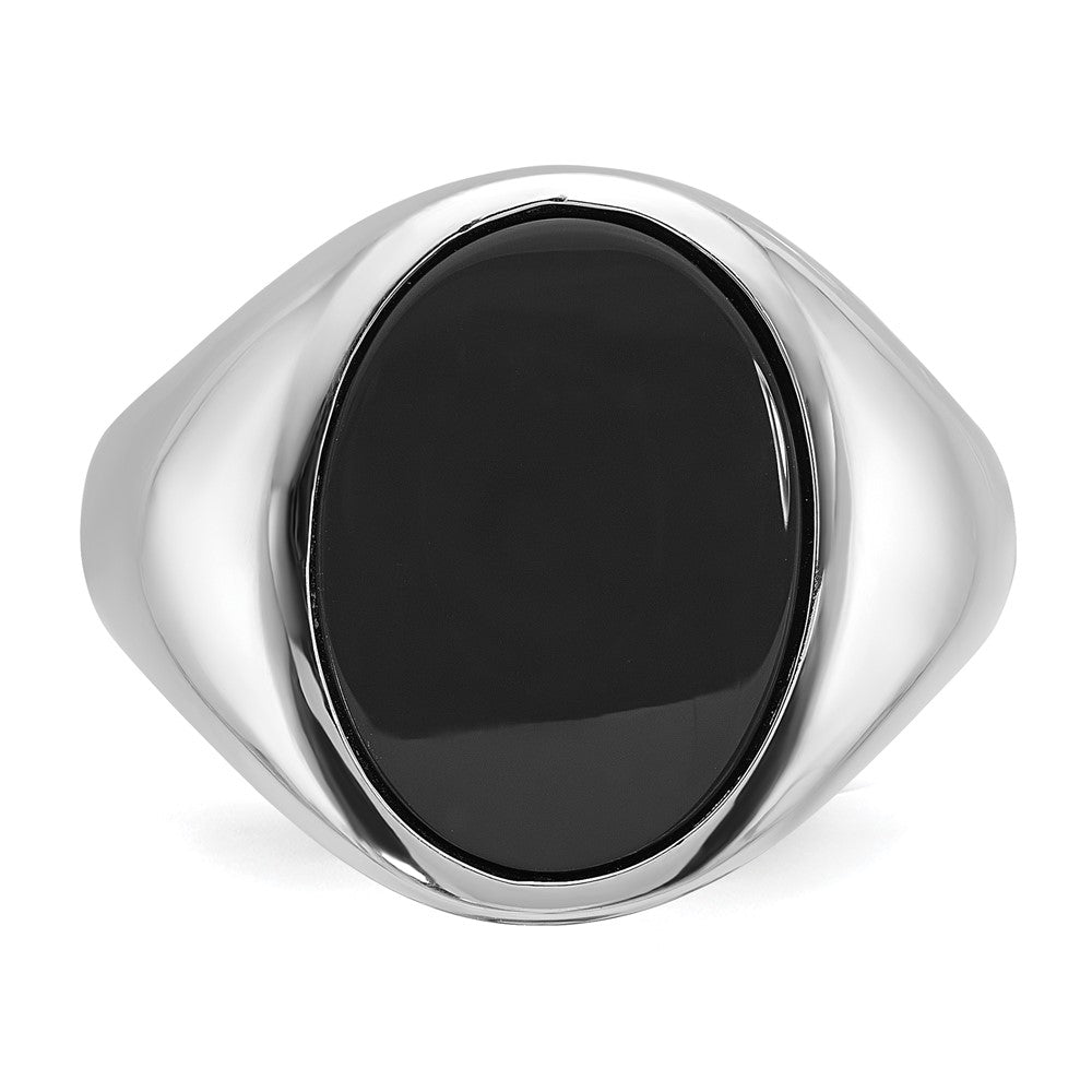 14k White Gold IBGoodman Men's Oval Onyx Complete Ring-B84124-4WOX