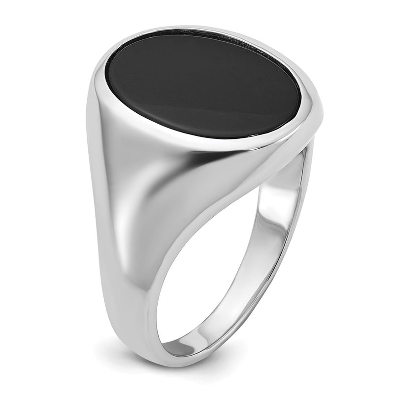 14k White Gold IBGoodman Men's Oval Onyx Complete Ring-B84124-4WOX