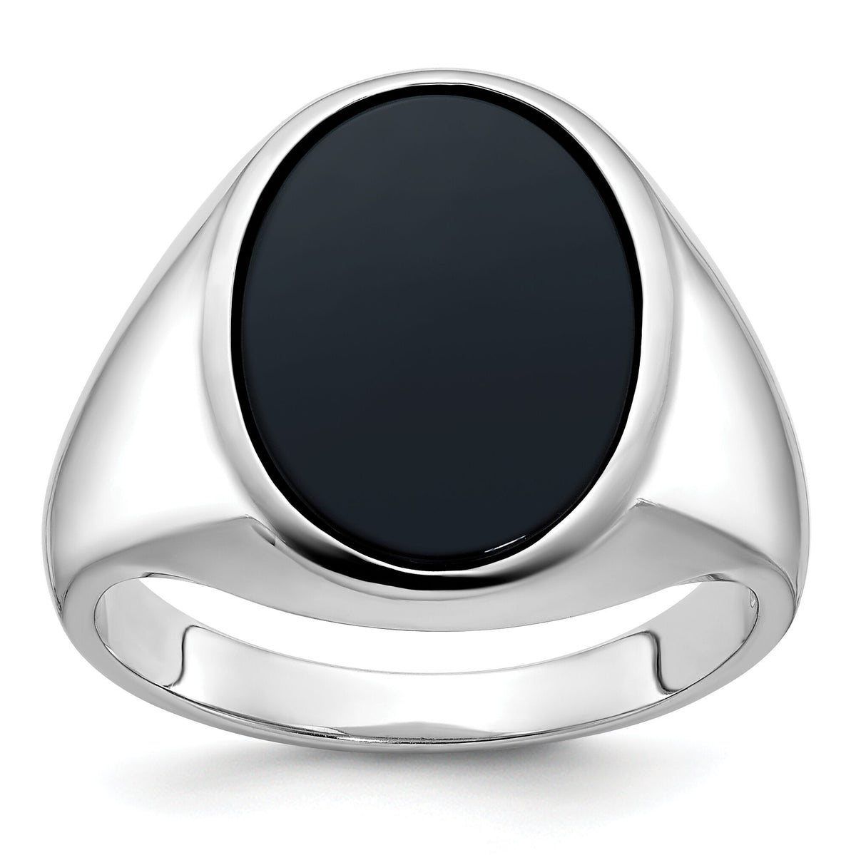 14k White Gold IBGoodman Men's Oval Onyx Complete Ring-B84124