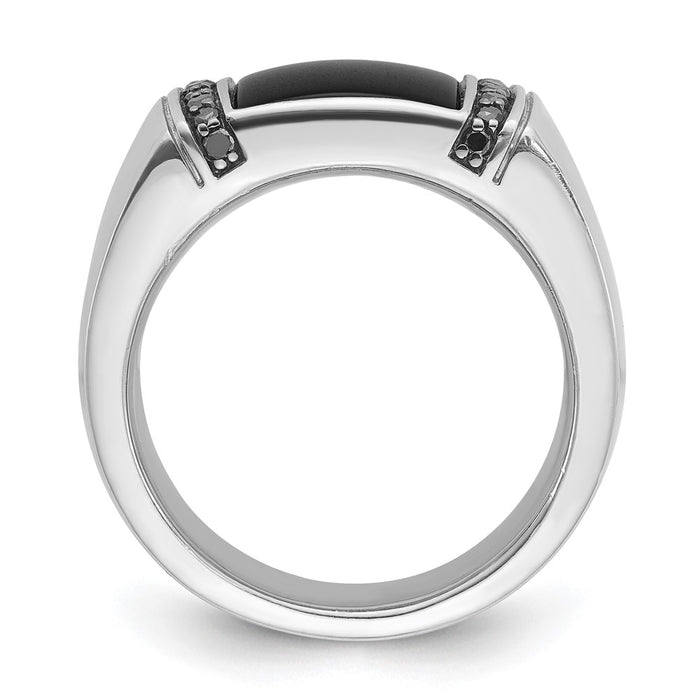 14k White Gold IBGoodman Men's Onyx and 1/4 carat Black Diamond Complete Ring-B84167-4WOX/BK