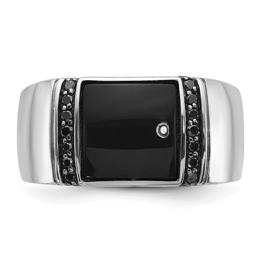 14k White Gold IBGoodman Men's Onyx and 1/4 carat Black Diamond Complete Ring-B84167-4WOX/BK