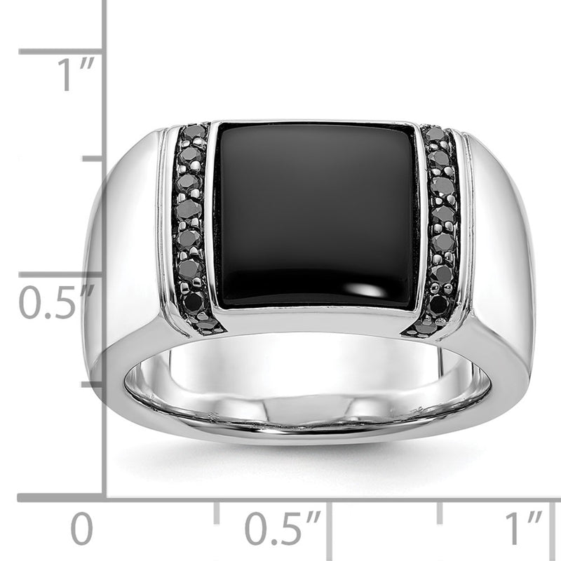 14k White Gold IBGoodman Men's Onyx and 1/4 carat Black Diamond Complete Ring-B84167-4WOX/BK