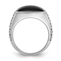 14k White Gold IBGoodman Men's Antiqued Onyx Complete Ring-B84200