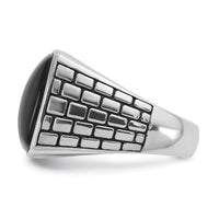 14k White Gold IBGoodman Men's Antiqued Onyx Complete Ring-B84200