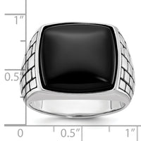14k White Gold IBGoodman Men's Antiqued Onyx Complete Ring-B84200
