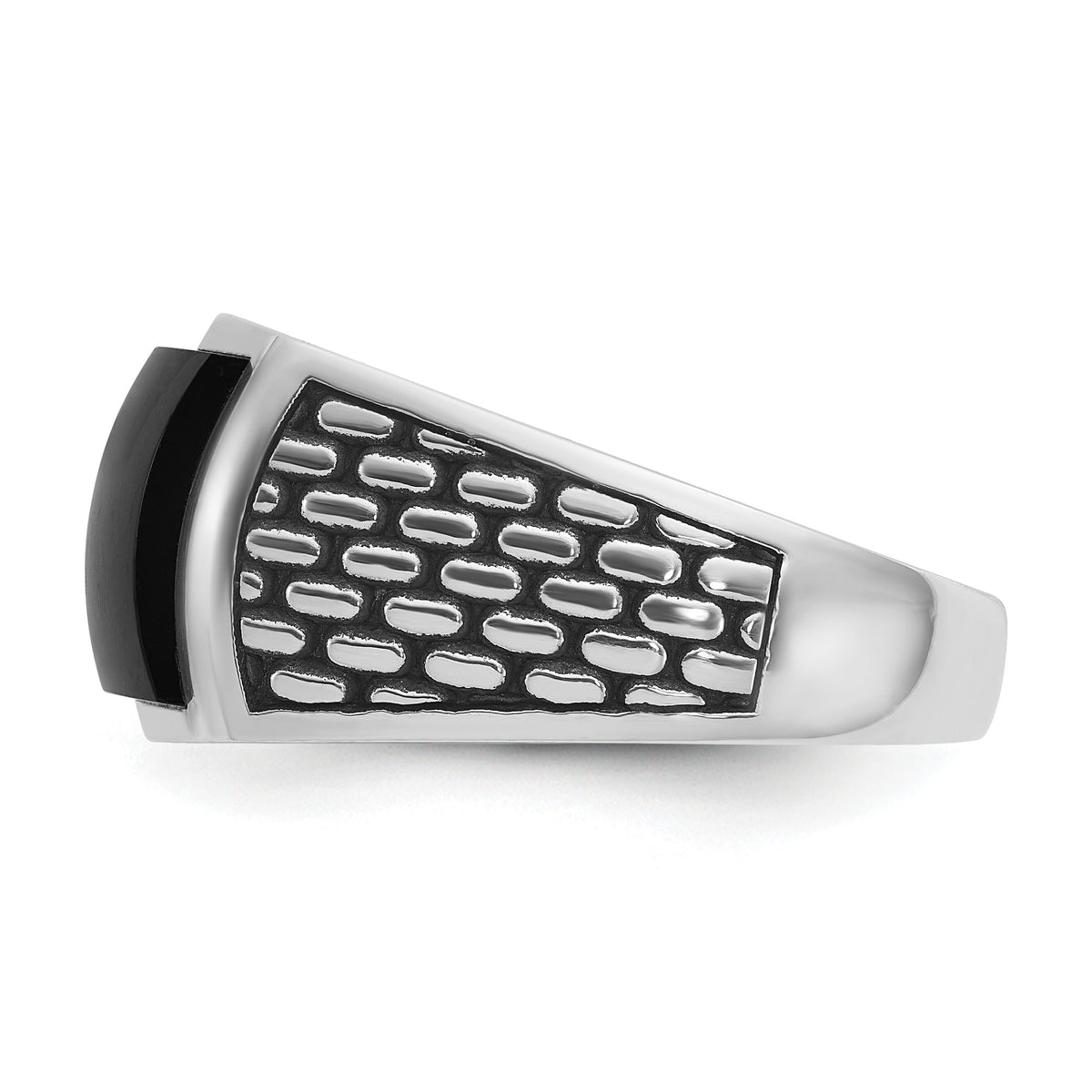 14kw w/ Black RH IBGoodman Men's Polished & Textured Onyx Ring-B84262