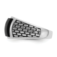 14kw w/ Black RH IBGoodman Men's Polished & Textured Onyx Ring-B84262