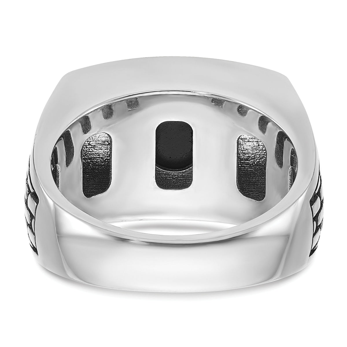 14kw w/ Black RH IBGoodman Men's Polished & Textured Onyx Ring-B84262
