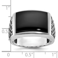 14kw w/ Black RH IBGoodman Men's Polished & Textured Onyx Ring-B84262