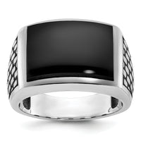 14kw w/ Black RH IBGoodman Men's Polished & Textured Onyx Ring-B84262