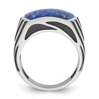 14k White Gold w/Black Rhod IBGoodman Men's Lapis Complete Ring-B84264