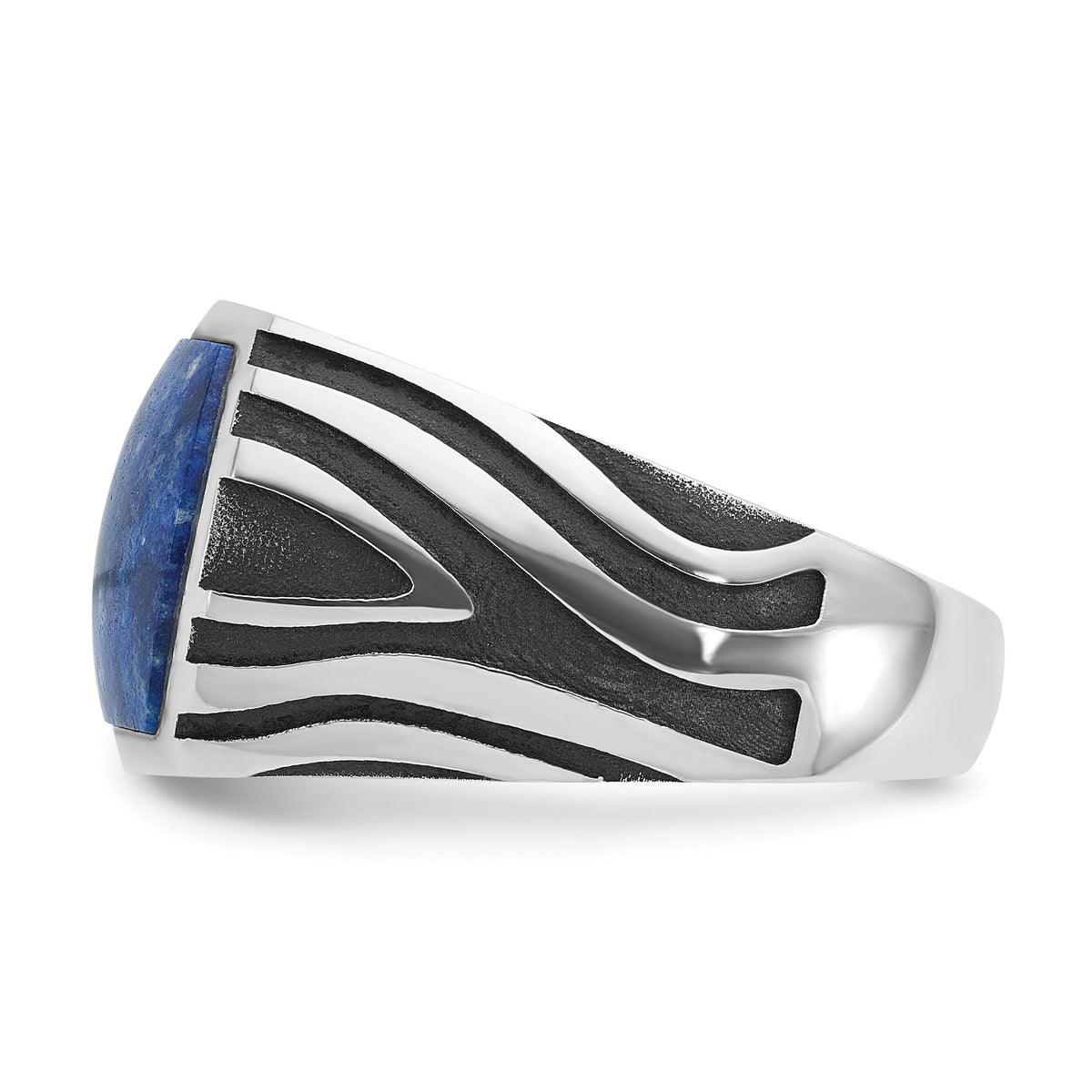 14k White Gold w/Black Rhod IBGoodman Men's Lapis Complete Ring-B84264
