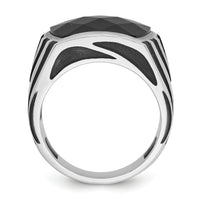 14k White Gold IBGoodman Men's Black Rhodium Onyx Complete Ring-B84265