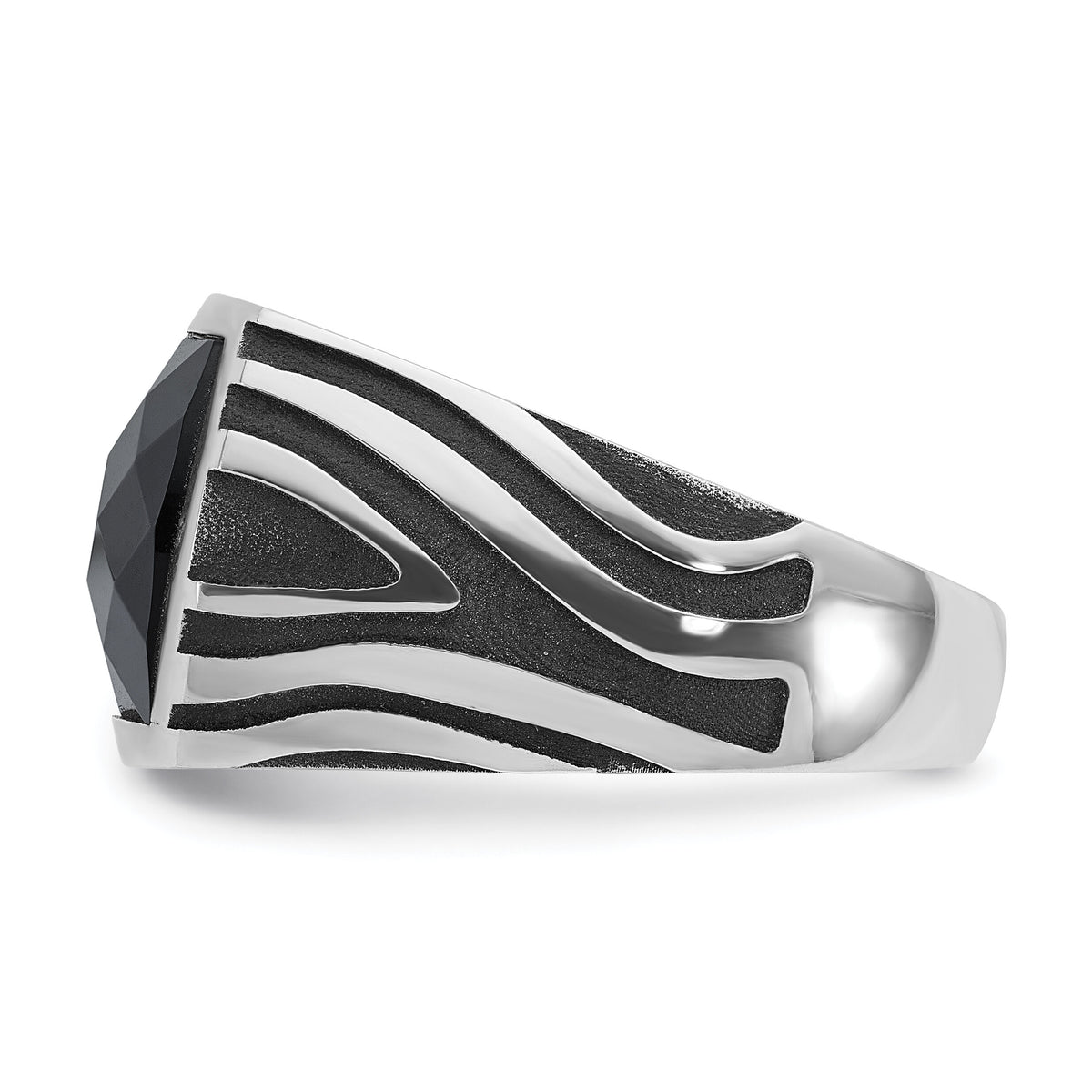 14k White Gold IBGoodman Men's Black Rhodium Onyx Complete Ring-B84265