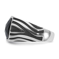 14k White Gold IBGoodman Men's Black Rhodium Onyx Complete Ring-B84265