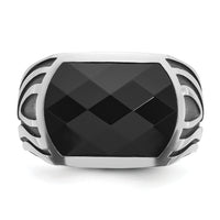 14k White Gold IBGoodman Men's Black Rhodium Onyx Complete Ring-B84265