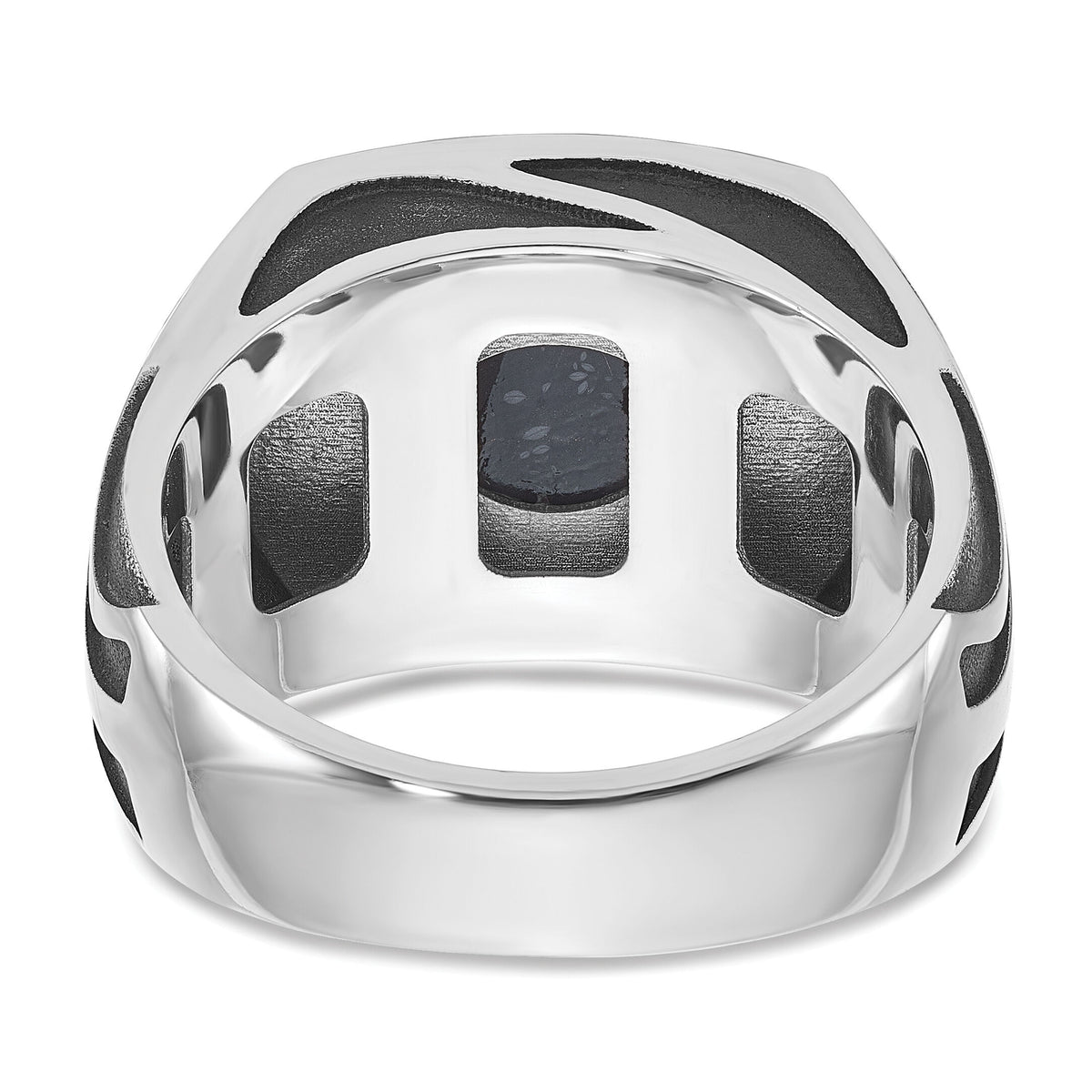 14k White Gold IBGoodman Men's Black Rhodium Onyx Complete Ring-B84265