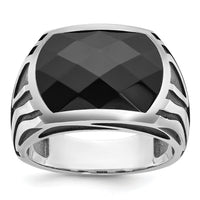 14k White Gold IBGoodman Men's Black Rhodium Onyx Complete Ring-B84265