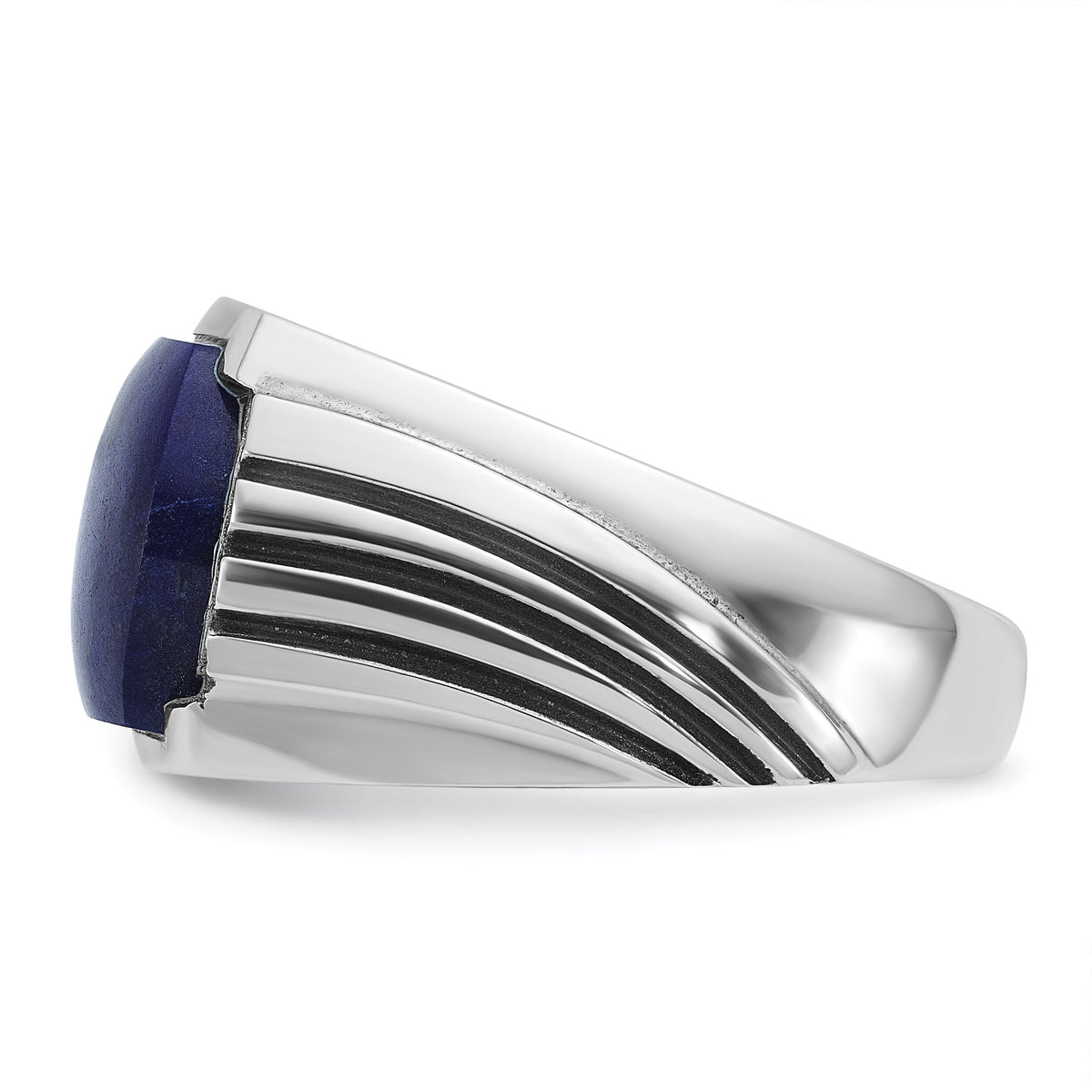 14k White Gold IBGoodman Men's w/Black Rhodium Lapis Diamond Complete Ring-B84266