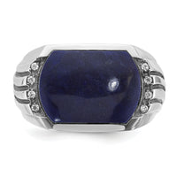 14k White Gold IBGoodman Men's w/Black Rhodium Lapis Diamond Complete Ring-B84266