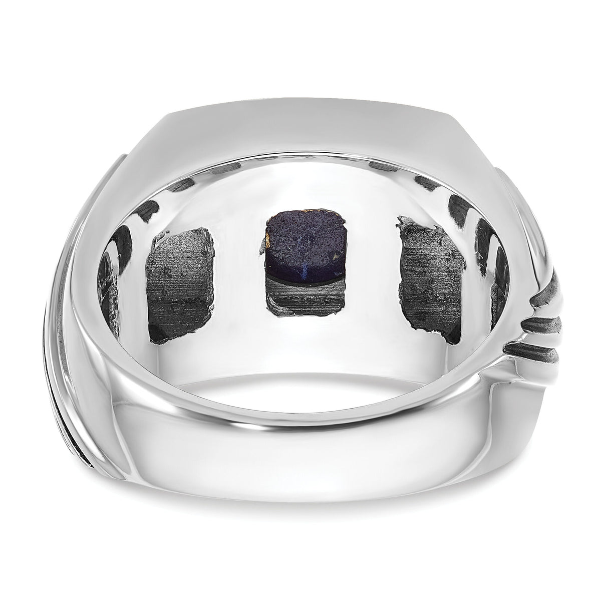 14k White Gold IBGoodman Men's w/Black Rhodium Lapis Diamond Complete Ring-B84266