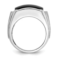 IBGoodman 14k White Gold Men's Polished and Satin Onyx and 1/10 Carat AA Quality Diamond Ring-B84341-4WOX/AA