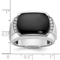 IBGoodman 14k White Gold Men's Polished and Satin Onyx and 1/10 Carat AA Quality Diamond Ring-B84341-4WOX/AA