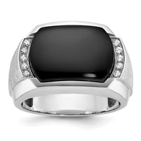 IBGoodman 14k White Gold Men's Polished and Satin Onyx and 1/10 Carat AA Quality Diamond Ring-B84341-4WOX/AA