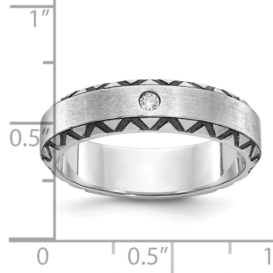 14k White Gold IBGoodman Men's w/Black Rhod Satin Diamond Complete Ring-B84343
