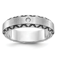 14k White Gold IBGoodman Men's w/Black Rhod Satin Diamond Complete Ring-B84343