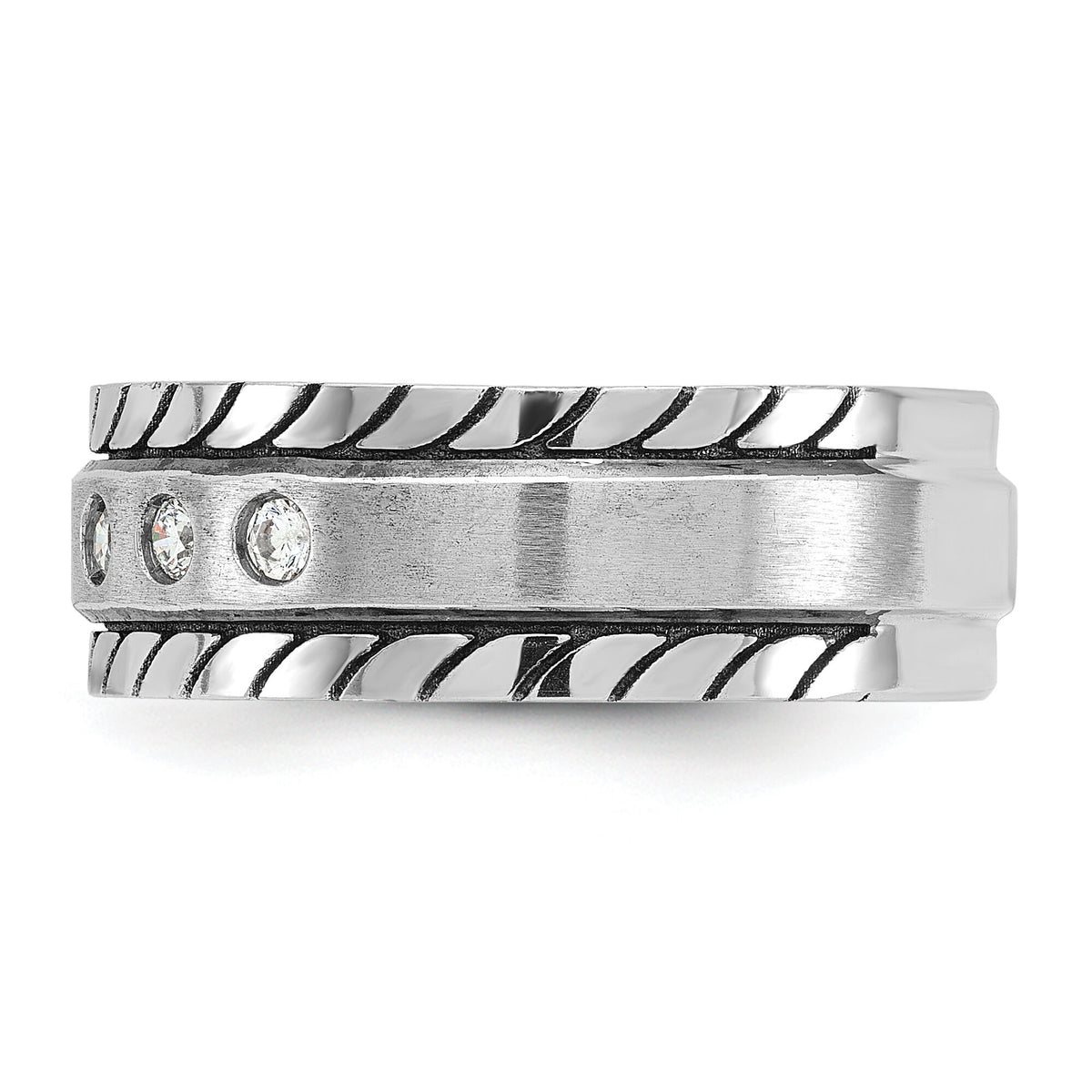 14k White Gold IBGoodman Men's Polished/Satin Diamond Complete Ring-B84344