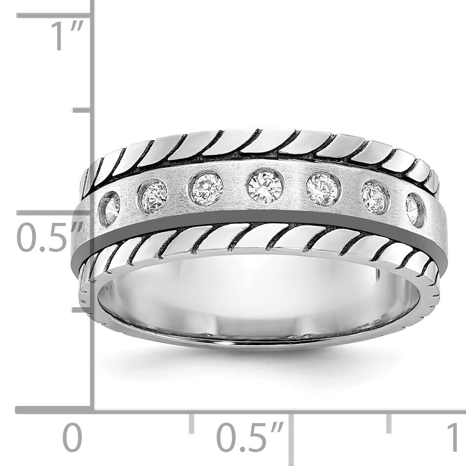 14k White Gold IBGoodman Men's Polished/Satin Diamond Complete Ring-B84344
