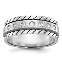 14k White Gold IBGoodman Men's Polished/Satin Diamond Complete Ring-B84344