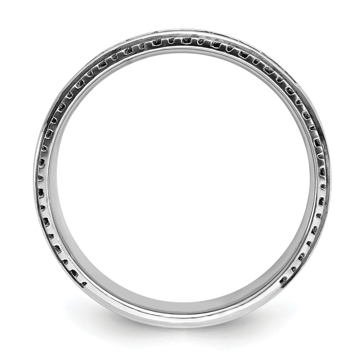 14kw w/ Black RH IBGoodman Men's Polished Satin Grooved Diamond Ring-B84345