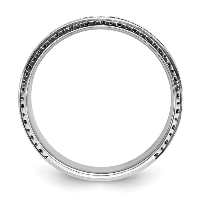 14kw w/ Black RH IBGoodman Men's Polished Satin Grooved Diamond Ring-B84345