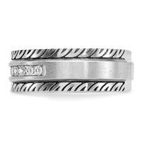 14kw w/ Black RH IBGoodman Men's Polished Satin Grooved Diamond Ring-B84345