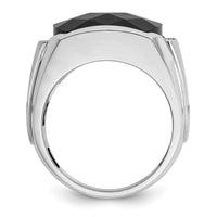 IBGoodman 14k White Gold Men's Polished and Satin Faceted Onyx and 1/10 Carat AA Quality Diamond Ring-B84379-4WOX/AA