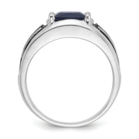 14k White Gold IBGoodman Men's Black Rhodium Created Sapphire Complete Ring-B84488