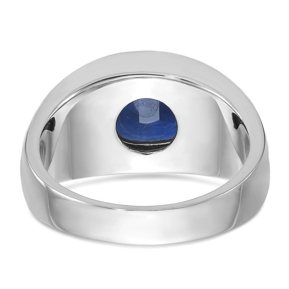 14k White Gold with Black Rhodium IBGoodman Men's Created Sapphire Complete Ring-B84491-4WCS