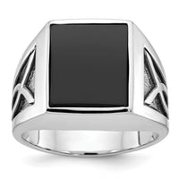 14k White Gold w/Black Rhod IBGoodman Men's Onyx Complete Ring-B84492