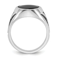 14k White Gold IBGoodman Men's w/Black Rhodium Onyx Complete Ring-B84493