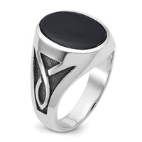 14k White Gold with Black Rhodium IBGoodman Men's Onyx Complete Ring-B84493-4WOX