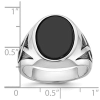 14k White Gold with Black Rhodium IBGoodman Men's Onyx Complete Ring-B84493-4WOX