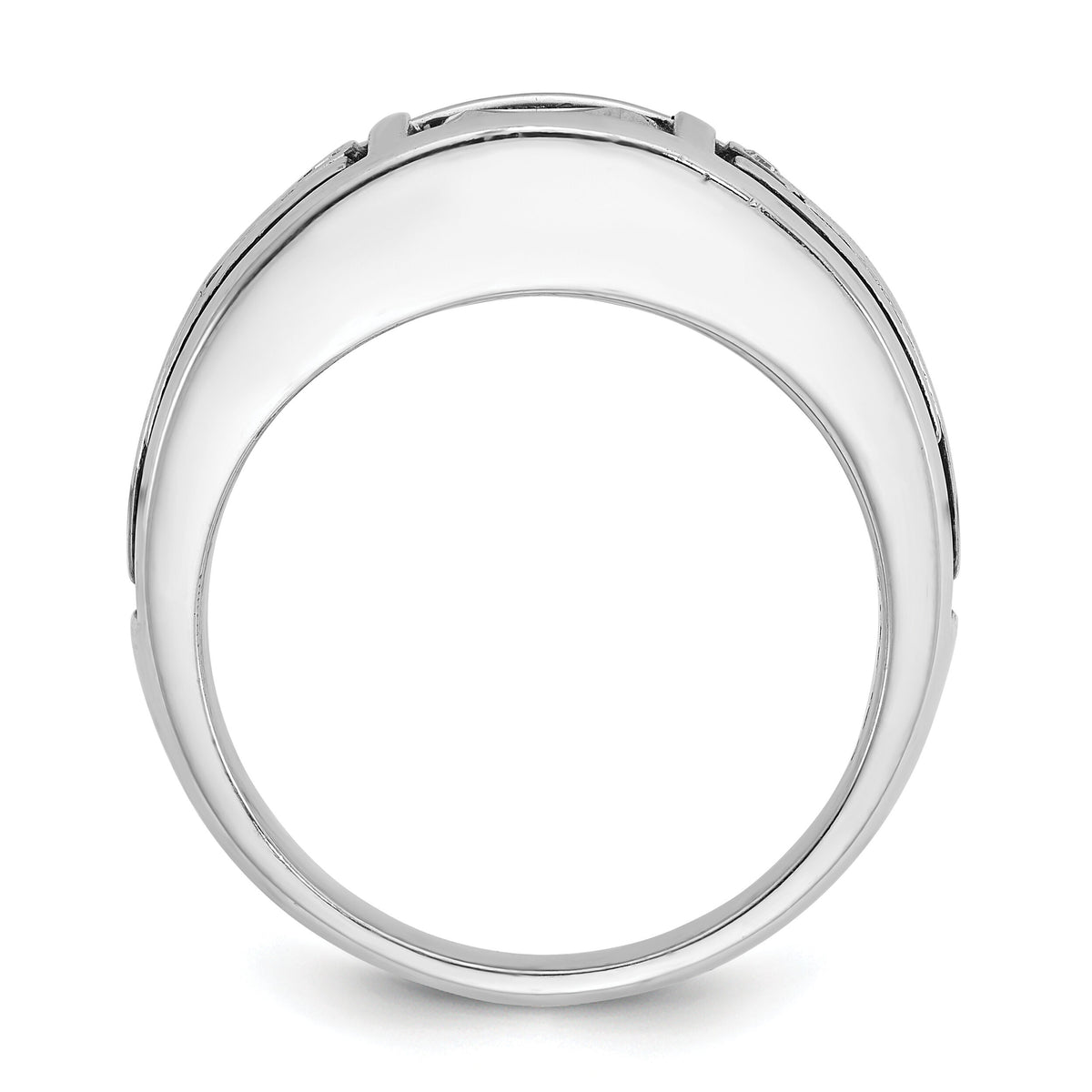 14k White Gold IBGoodman Men's Black Rhodium Onyx and Diamond Complete Ring-B84538