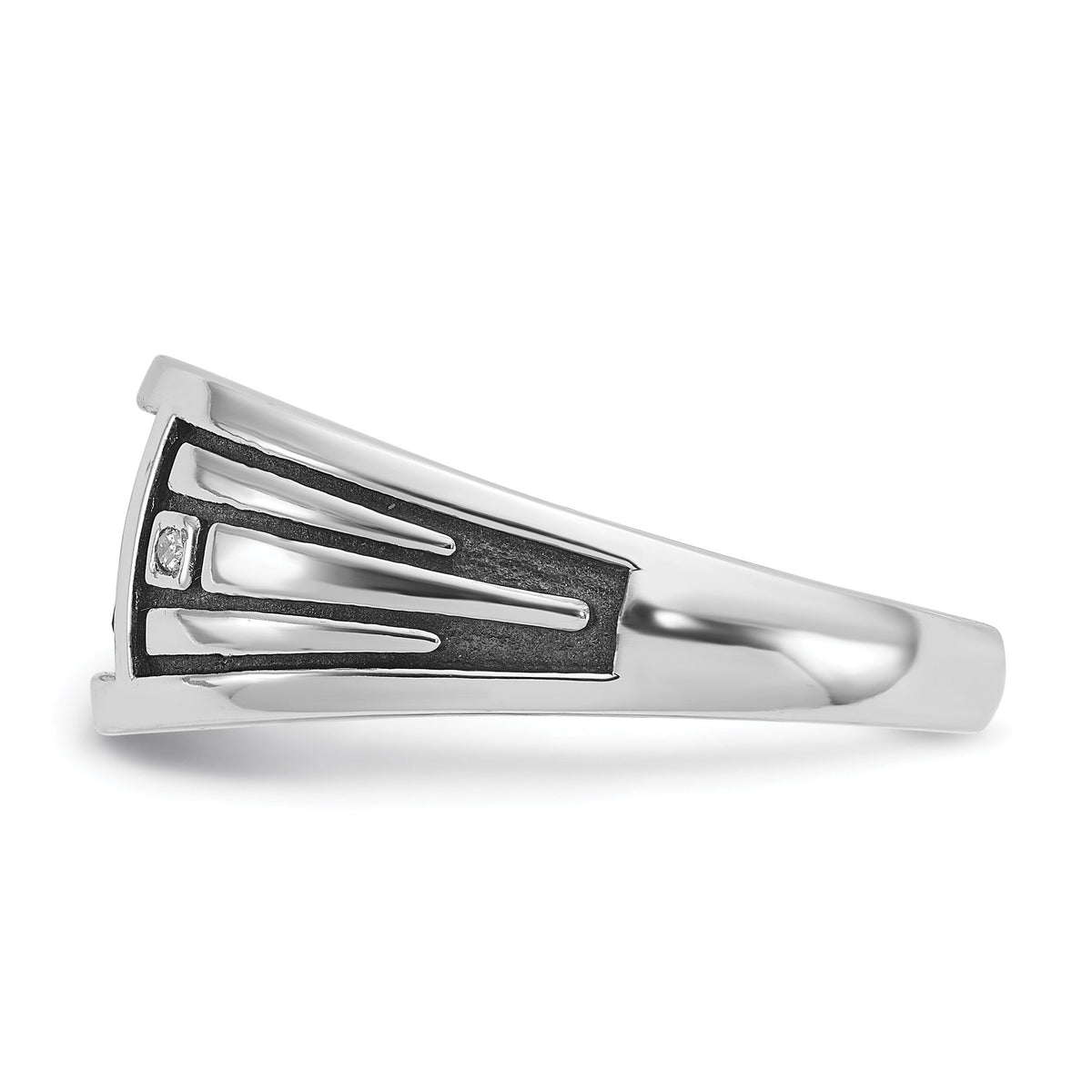 14k White Gold IBGoodman Men's Black Rhodium Onyx and Diamond Complete Ring-B84538